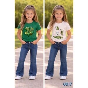 St Patricks Day Girls T-Shirts Set XS 4/5 0017